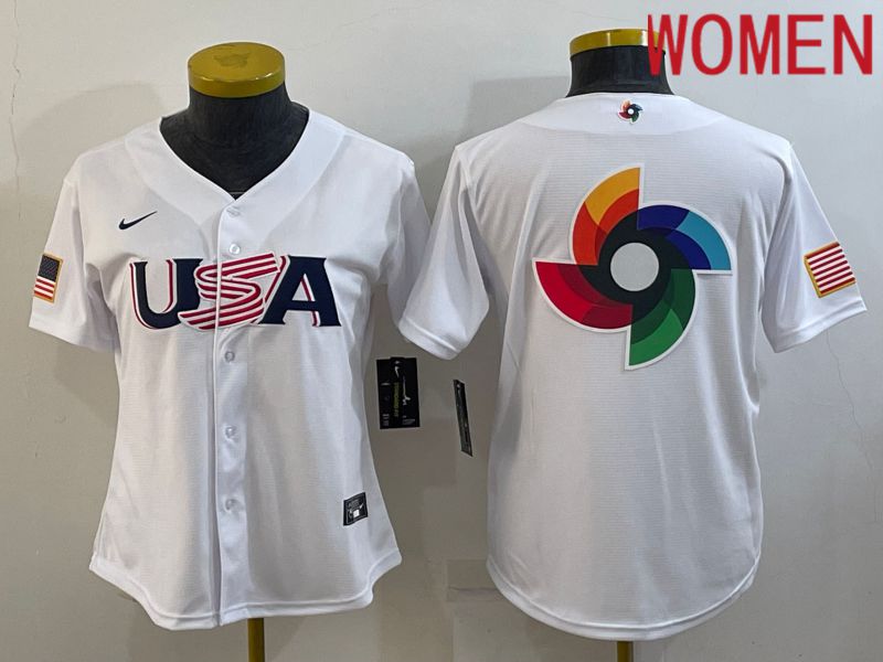 Women 2023 World Cub USA Blank White Nike MLB Jersey4